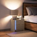 Miniatyrbilde 6 av 11: vidaXL Nattbord med LED sonoma eik konstruert tre