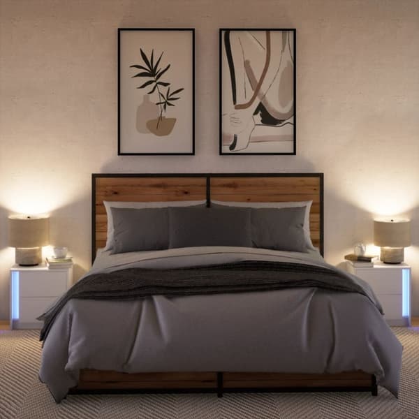 vidaXL Nattbord med LED 2 stk hvit konstruert tre