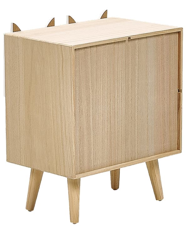 Yöpöytä vaalea puu kahdella laatikolla hyllyllä 40 x 25 x 46 cm lastenhuoneeseen eläinkuvio moderni tyyli