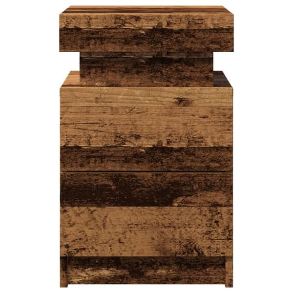 vidaXL sengebord 35x39x55 cm LED-lys konstrueret træ gammelt trælook