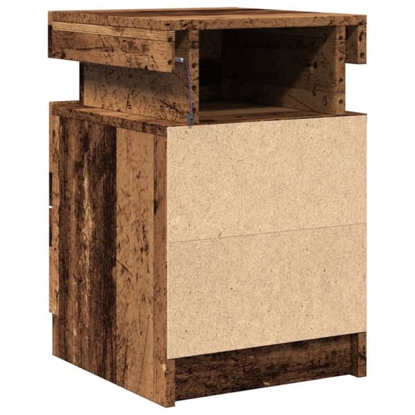 vidaXL sengebord 35x39x55 cm LED-lys konstrueret træ gammelt trælook