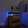 Miniatyrbillede 2 af 11: vidaXL sengebord 35x39x55 cm LED-lys konstrueret træ gammelt trælook