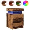 Miniatyrbillede 1 af 11: vidaXL sengebord 35x39x55 cm LED-lys konstrueret træ gammelt trælook