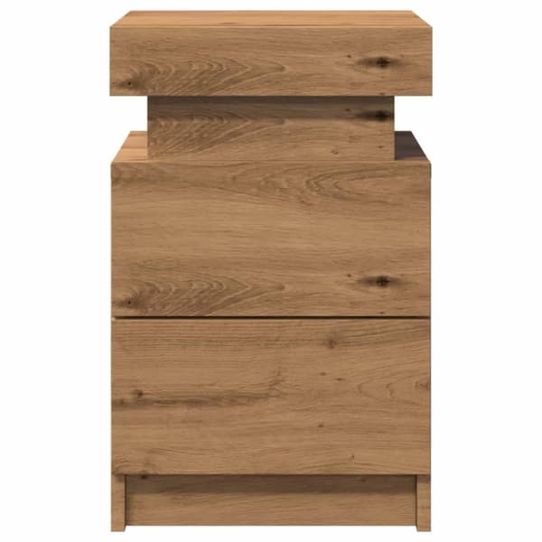vidaXL Yöpöytä LED-valoilla artesaani tammi 35x39x55 cm tekninen puu