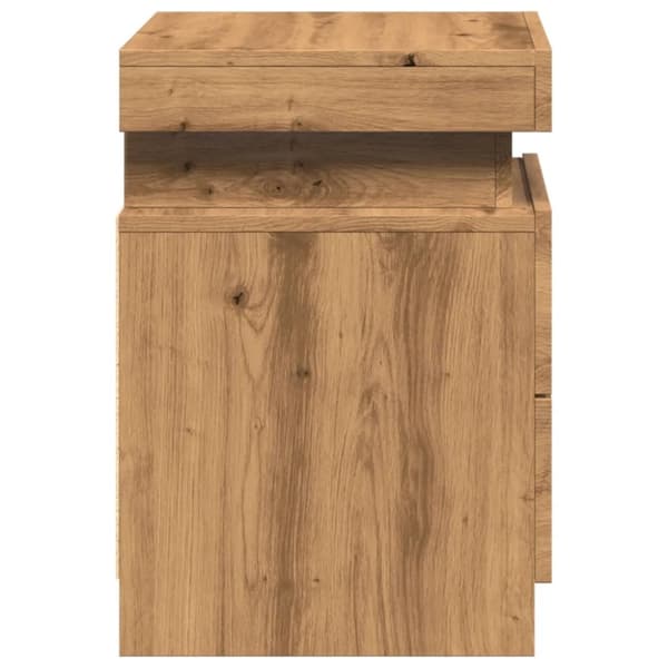 vidaXL Yöpöytä LED-valoilla artesaani tammi 35x39x55 cm tekninen puu