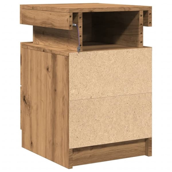 vidaXL Yöpöytä LED-valoilla artesaani tammi 35x39x55 cm tekninen puu