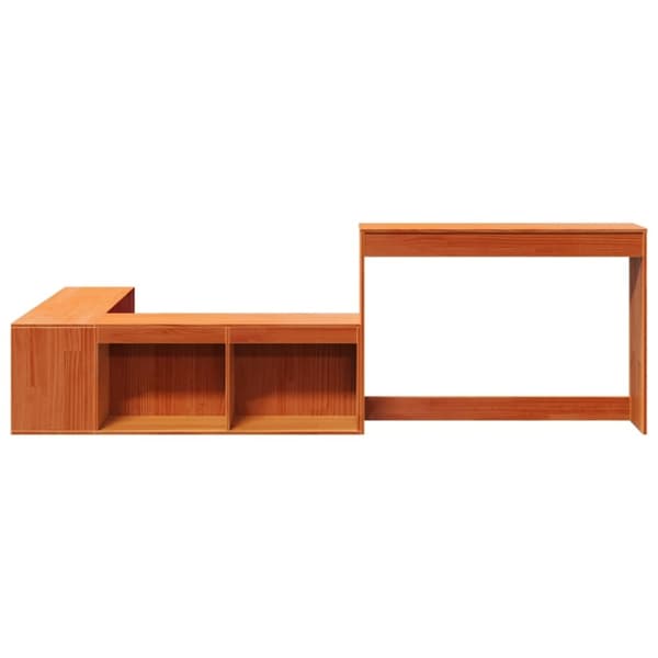 vidaXL sengebord med skrivebord 222x107x75 cm massivt fyrretræ