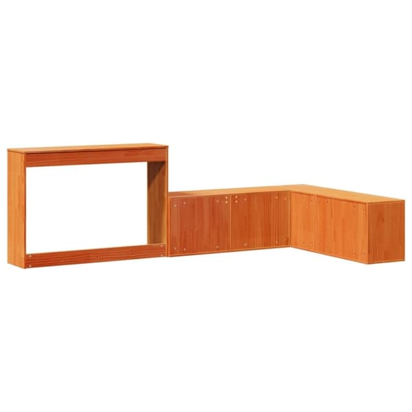 vidaXL sengebord med skrivebord 222x107x75 cm massivt fyrretræ