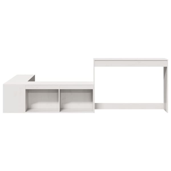 vidaXL sengebord med skrivebord 232x122x75 cm massivt fyrretræ hvid