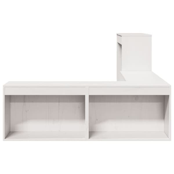 vidaXL sengebord med skrivebord 232x122x75 cm massivt fyrretræ hvid