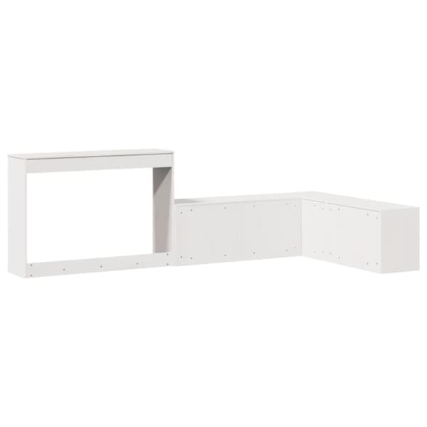 vidaXL sengebord med skrivebord 232x122x75 cm massivt fyrretræ hvid