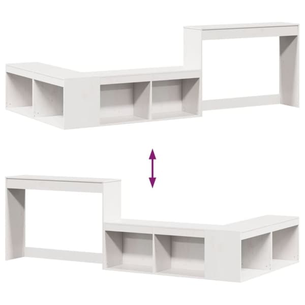 vidaXL sengebord med skrivebord 232x122x75 cm massivt fyrretræ hvid