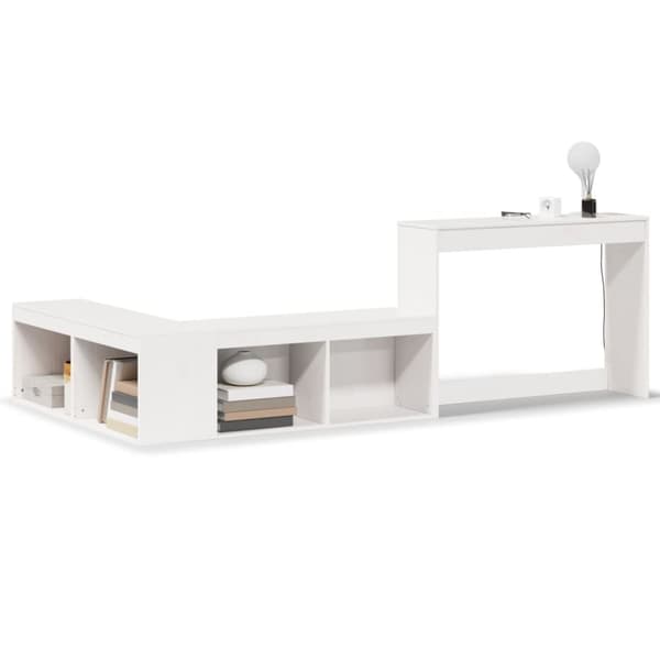vidaXL Nattbord med skrivebord hvit 222x107x75 cm heltre furu