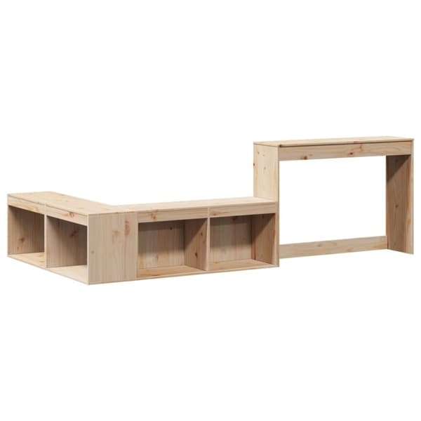 vidaXL sengebord med skrivebord 232x122x75 cm massivt fyrretræ