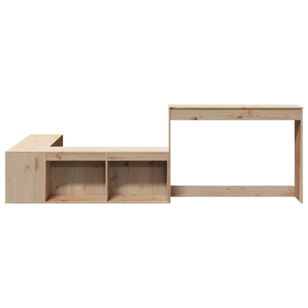 vidaXL sengebord med skrivebord 232x122x75 cm massivt fyrretræ