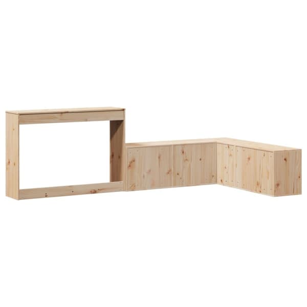 vidaXL sengebord med skrivebord 232x122x75 cm massivt fyrretræ