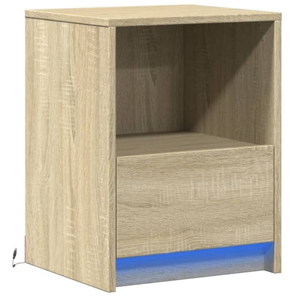 vidaXL Sängbord med LED-lampor sonoma-ek konstruerat trä