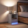 Miniatyrbilde 6 av 11: vidaXL Nattbord med LED 2 stk røkt eik konstruert tre