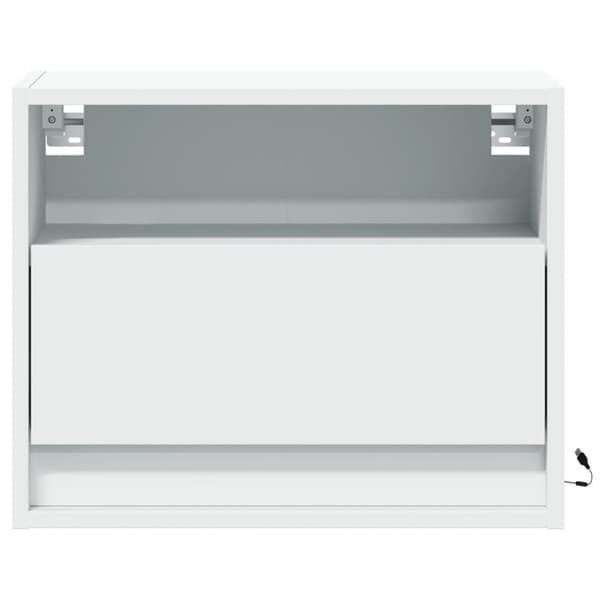vidaXL Vegghengte nattbord med LED-lys 2 stk hvit