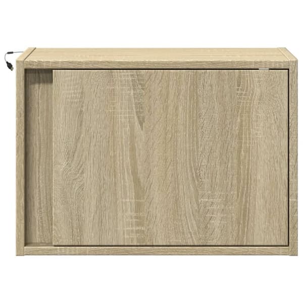 vidaXL Vegghengte nattbord med LED-lys 2 stk sonoma eik