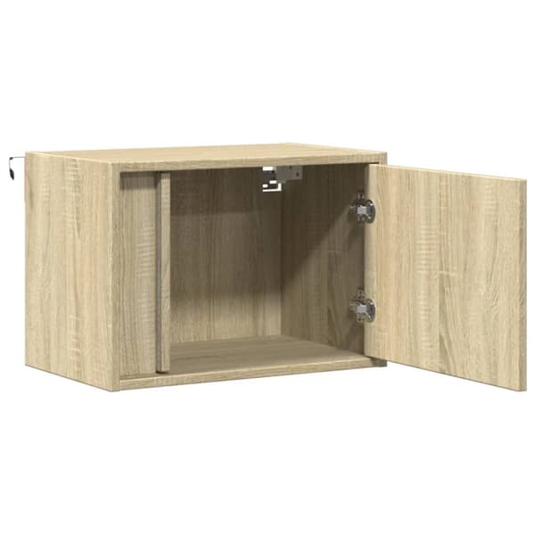 vidaXL Vegghengte nattbord med LED-lys 2 stk sonoma eik