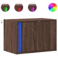 Miniatyrbillede 1 af 11: vidaXL væghængt sengebord med LED-lys brun egetræsfarve