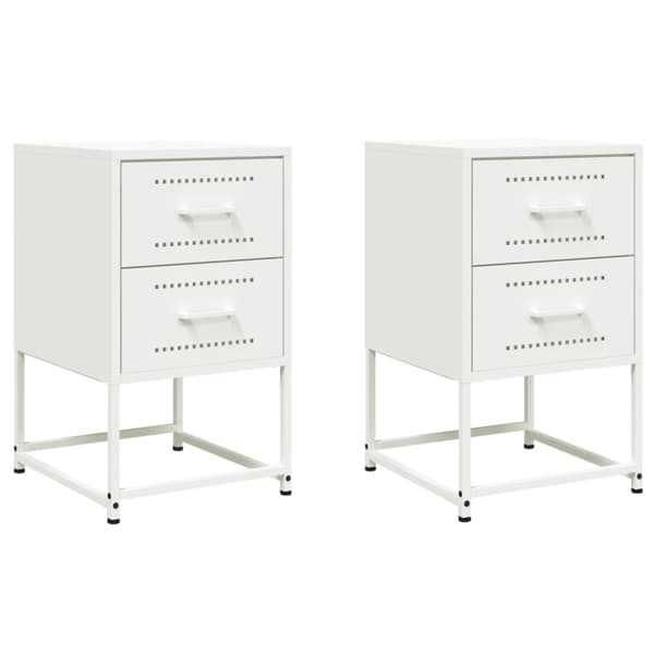 vidaXL Sängbord 2 st vit 36x39x60,5 cm stål