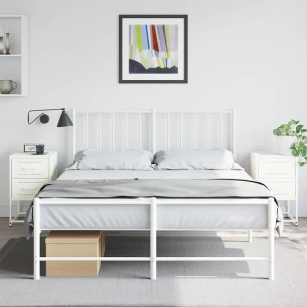 vidaXL Sängbord 2 st vit 36x39x60,5 cm stål