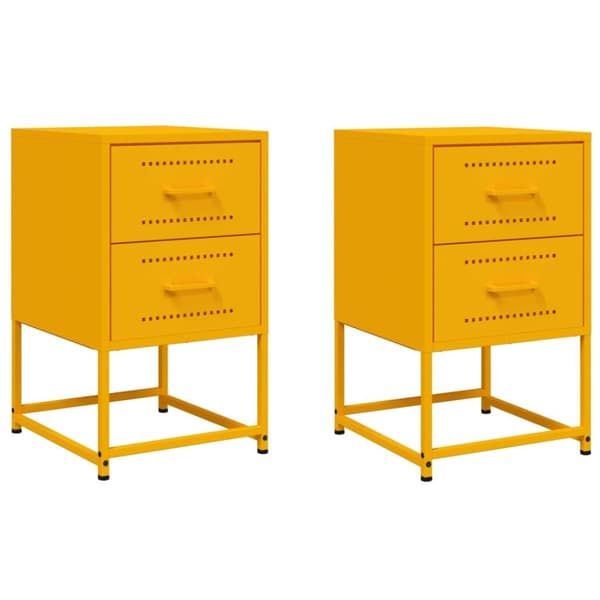 vidaXL sengeborde 2 stk. 36x39x60,5 cm stål sennepsgul