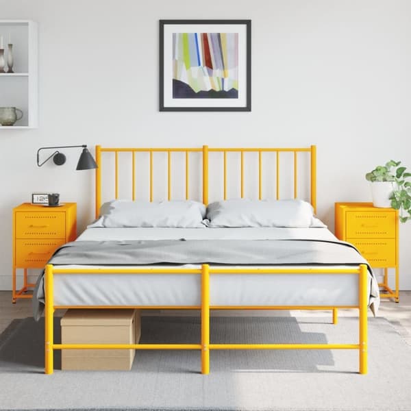 vidaXL sengeborde 2 stk. 36x39x60,5 cm stål sennepsgul