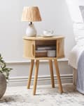 Miniatyrbillede 4 af 11: Sengebord soveværelsesbord lyst træ MDF træben skydedør soveværelse værelse
