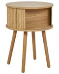Miniatyrbild 6 av 11: Nattduksbord Sängbord Ljust Trä Massivt Trä Ben MDF Skjutbara Skåp Vardagsrum