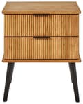 Miniatyrbilde 5 av 11: Sengebord i Lyst Tre Furu med 2 Oppbevaringsskuffer Skandinavisk Moderne Design Soverom