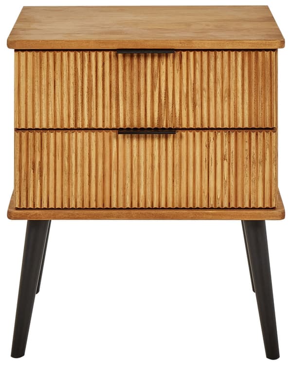 Sengebord i Lyst Tre Furu med 2 Oppbevaringsskuffer Skandinavisk Moderne Design Soverom