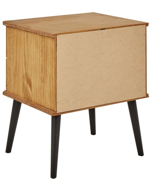 Sengebord i Lyst Tre Furu med 2 Oppbevaringsskuffer Skandinavisk Moderne Design Soverom