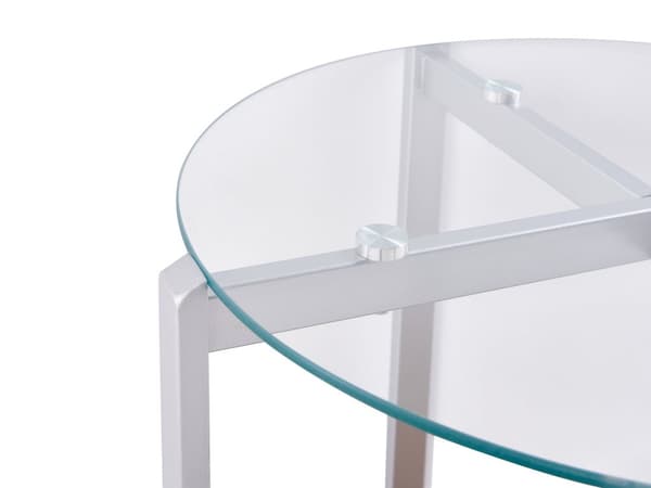 Sidobord Silver med Ljust Trä Glasskiva Metallram Hylla Modern Design