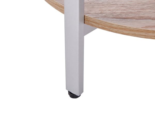 Sidobord Silver med Ljust Trä Glasskiva Metallram Hylla Modern Design