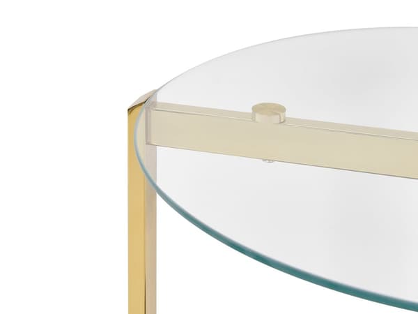 Sidobord Silver med Mörkt Trä Glasskiva Metallram Hylla Modern Design