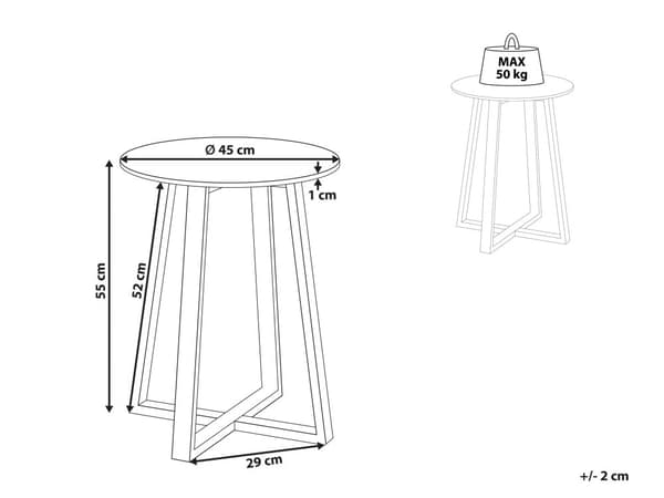 Sidebord Svart med Hvit Keramisk topp Metallramme Rund Marmoreffekt Moderne