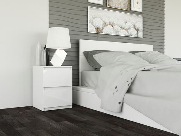 Malwa M2 sengebord, GLANS HVID