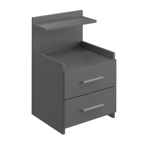 Vicco Alpin sängbord, sidobord, sängbord, antracit, byrå, 2 lådor