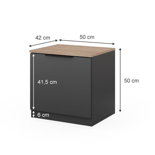 Vicco Betti sängbord, antracit, 50 x 50 cm Set om 2
