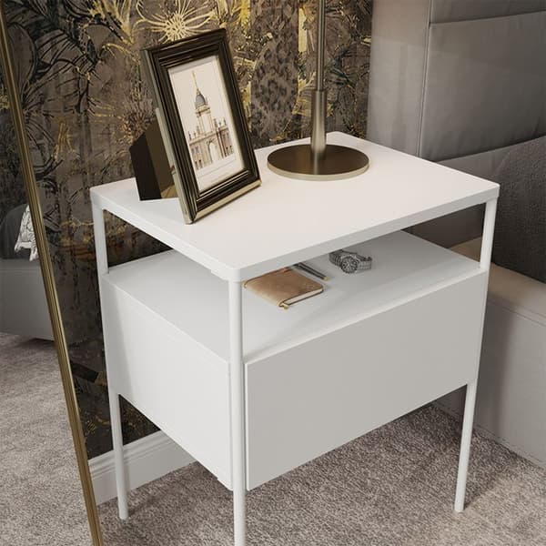 Vicco Mira sängbord, Vit, 40 x 50 cm Set om 2