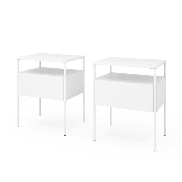 Vicco Mira sängbord, Vit, 40 x 50 cm Set om 2