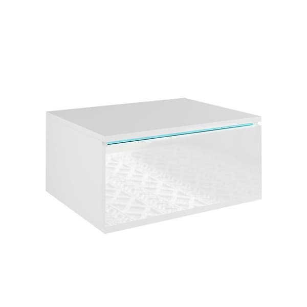 Vicco Samira sängbord, Vit, 49 x 23 cm med LED-belysning