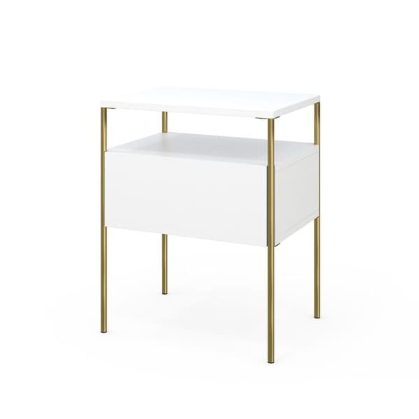 Mira sängbord, 40 x 50 cm, Vit/Guld, Vicco