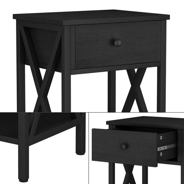 Keno sängbord, 40 x 55 cm Set om 2, Svart, Vicco