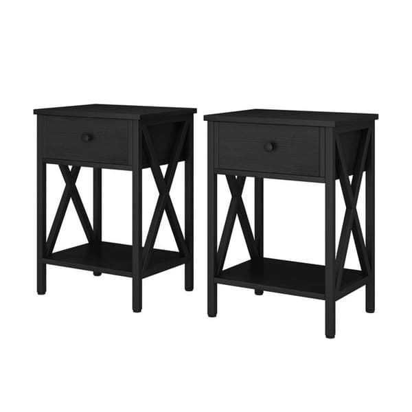 Keno sängbord, 40 x 55 cm Set om 2, Svart, Vicco