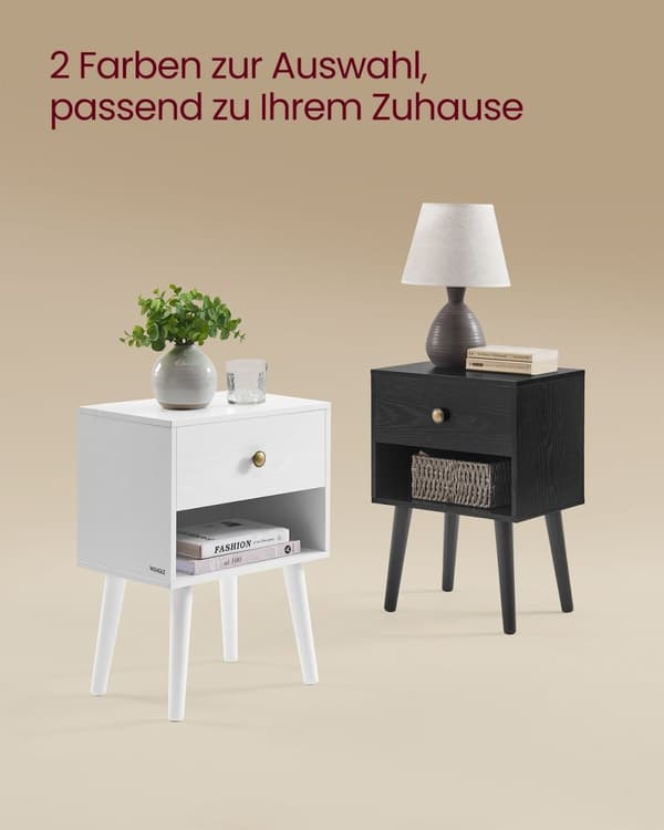 Rootz Sängbordsset - Snövit färg - Spånskiva MDF massivt trä - Nattduksset - 28 cm x 39 cm x 55 cm - 10,8 kg Vikt - 59 kg Kapacitet