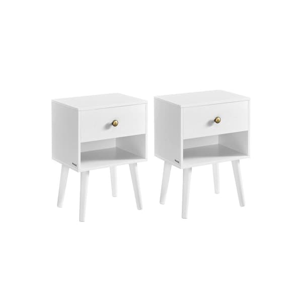 Rootz Sängbordsset - Snövit färg - Spånskiva MDF massivt trä - Nattduksset - 28 cm x 39 cm x 55 cm - 10,8 kg Vikt - 59 kg Kapacitet
